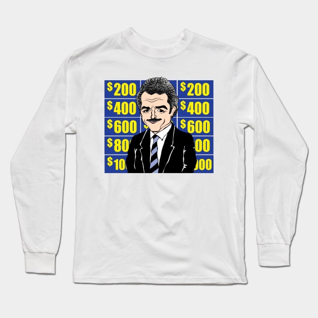 Jeopardy Game Show Alex Trebek fan art Long Sleeve T-Shirt by cartoonistguy